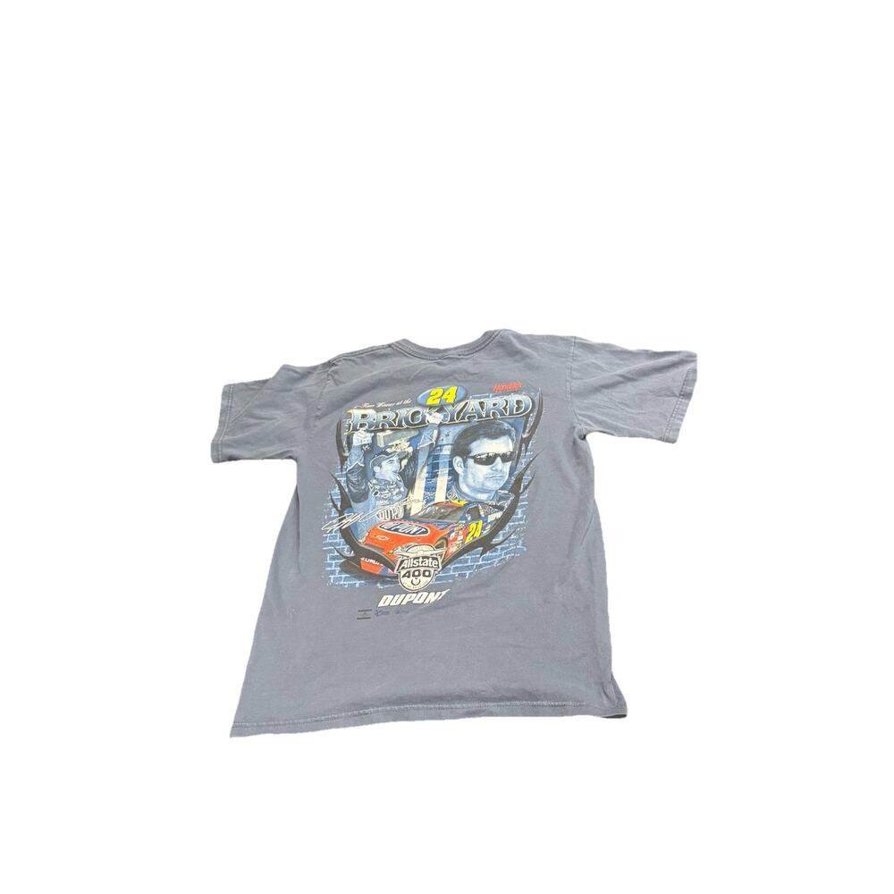 Vintage Jeff Gordon #24 NASCAR Brickyard 2007 T Shirt Blue Hase Authentic Small